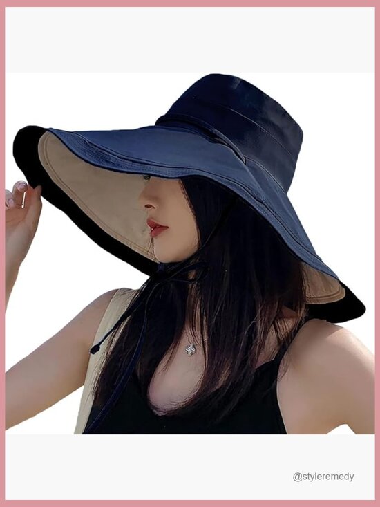 UPF 50+ Wide Brim Sun Hat Wired Edge Reversible Foldable Travel UV Protection main image 4